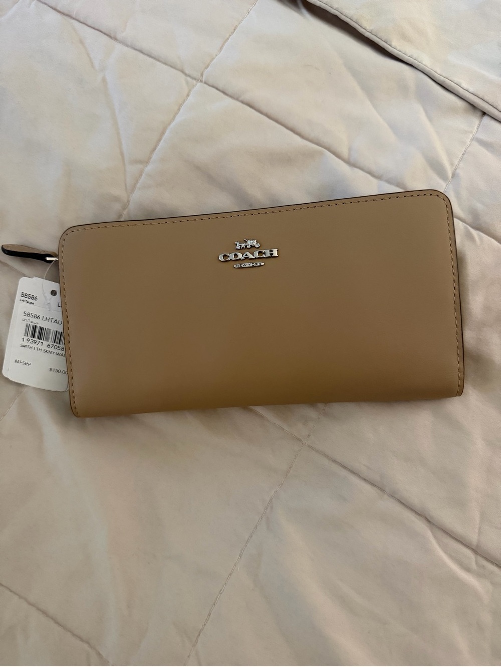 Coach Zip-Around Leather Wallet in Tan - Picture 2 of 8